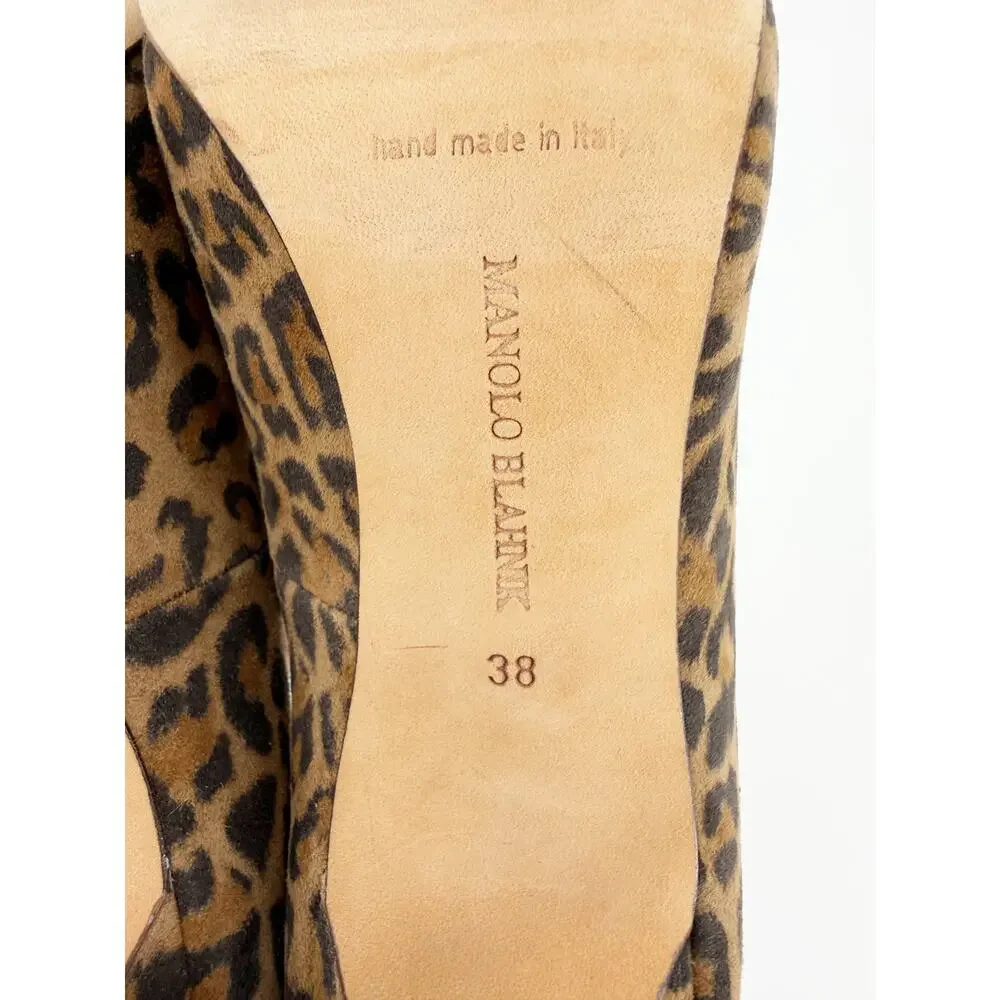 Manolo Blahnik BB Leopard Print Suede Pointed Toe Stiletto Pumps Size 38 EU 7.5